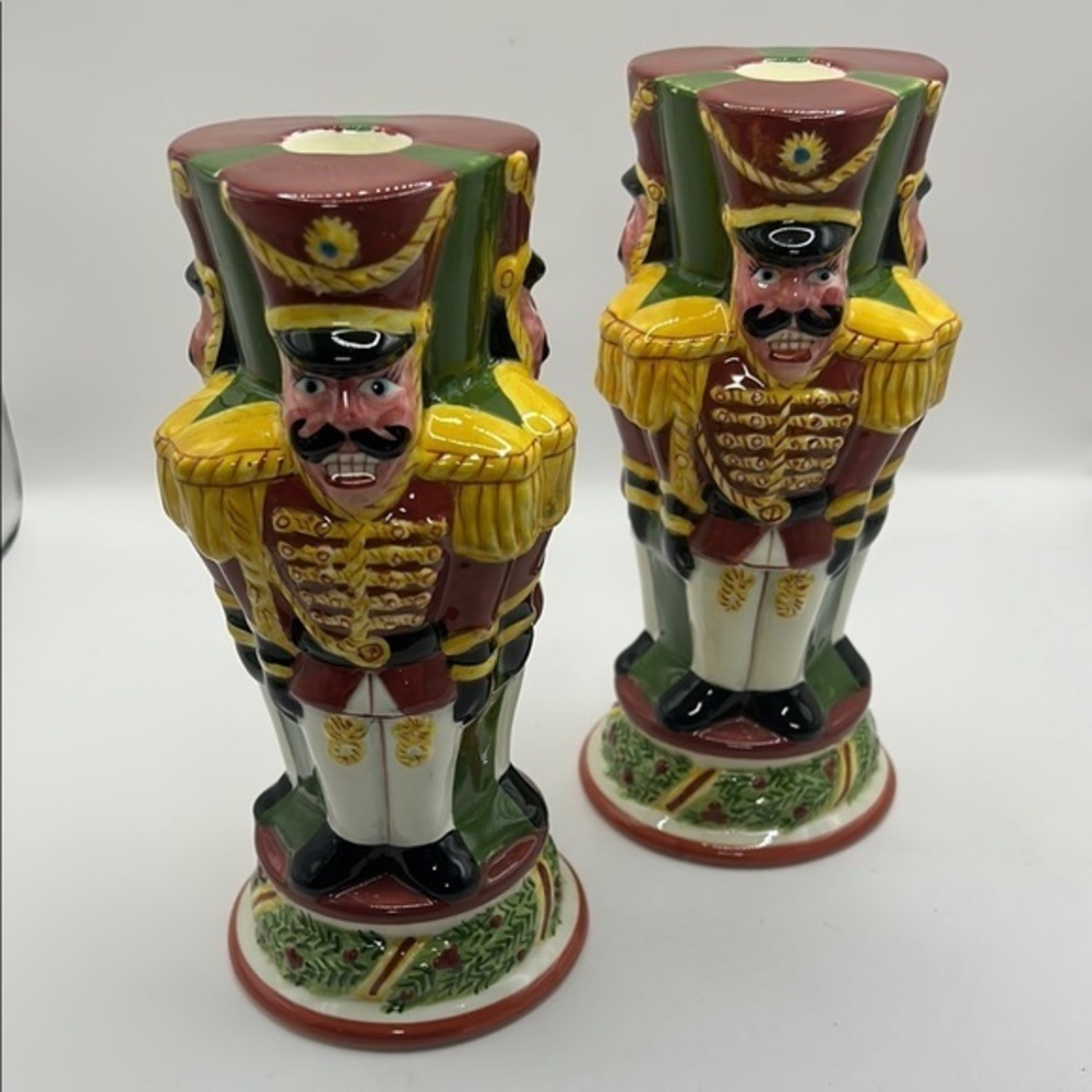 Christopher Radko Nutcracker/Soldier candle stick holder. Set of two